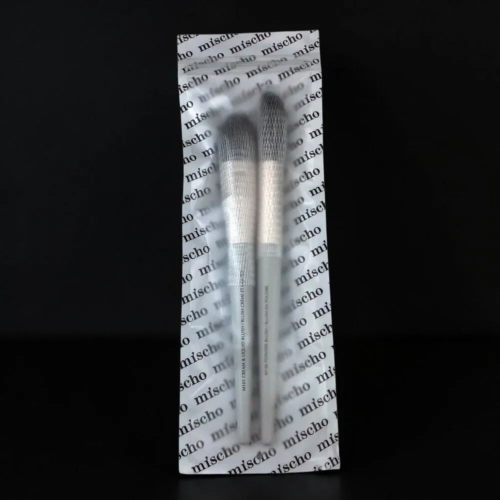 Mischo Beauty Blush Brush Set Grey Cream Liquid Powder 2pc NEW M101 M102